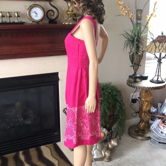 Sangria Pink Ruched Embroidered Dress - Picture 8 of 16